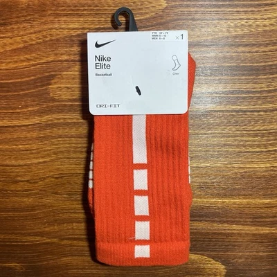 Calcetines Nike Elite Baloncesto DRI-FIT Crew Naranja con Rayas Blancas Talla Mediana (6-8) Foto 1 de 4