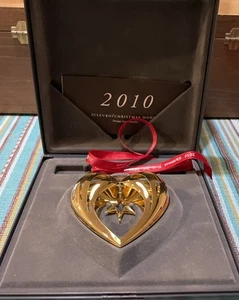 Georg Jensen 2010 Heart Mobile 24 Karat Christmas Holiday Ornament Box Denmark - Picture 1 of 4