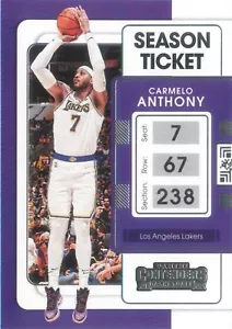 Biglietto Stagione Carmelo Anthony 2021-22 Contenders Basketball #82 Lakers - Foto 1 di 2