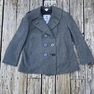 Vintage STERLINGWEAR OF BOSTON Womens Peacoat Made in USA Size 14S GRAY New - Picture 1 of 8