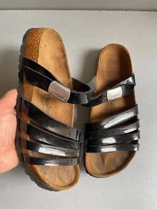Sandalias Birkenstock Betula Birmania charol negro tiras deslizables Reino Unido 4,5 eur 37 - Imagen 1 de 18