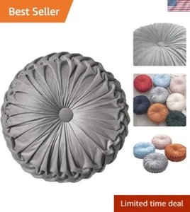 Luxurious Velvet Round Throw Pillow - Elegant Pleated Cushion for Home Decor - Picture 1 of 10