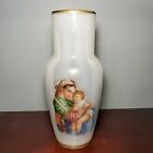 Antique Madonna of the Chair Large White Opaline Glass Vase 12" Tall