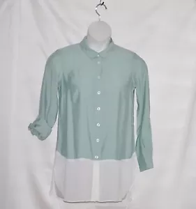 Camicia da fidanzato in stile Joe Zee con bottoni sul davanti con orlo in chiffon taglia S nuova/bianca - Foto 1 di 2