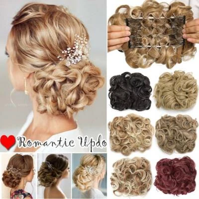 Extra THICK Rose Messy Bun Scrunchie Hair Extensions Ponytail Hairpiece AS Human - Image 1 of 4