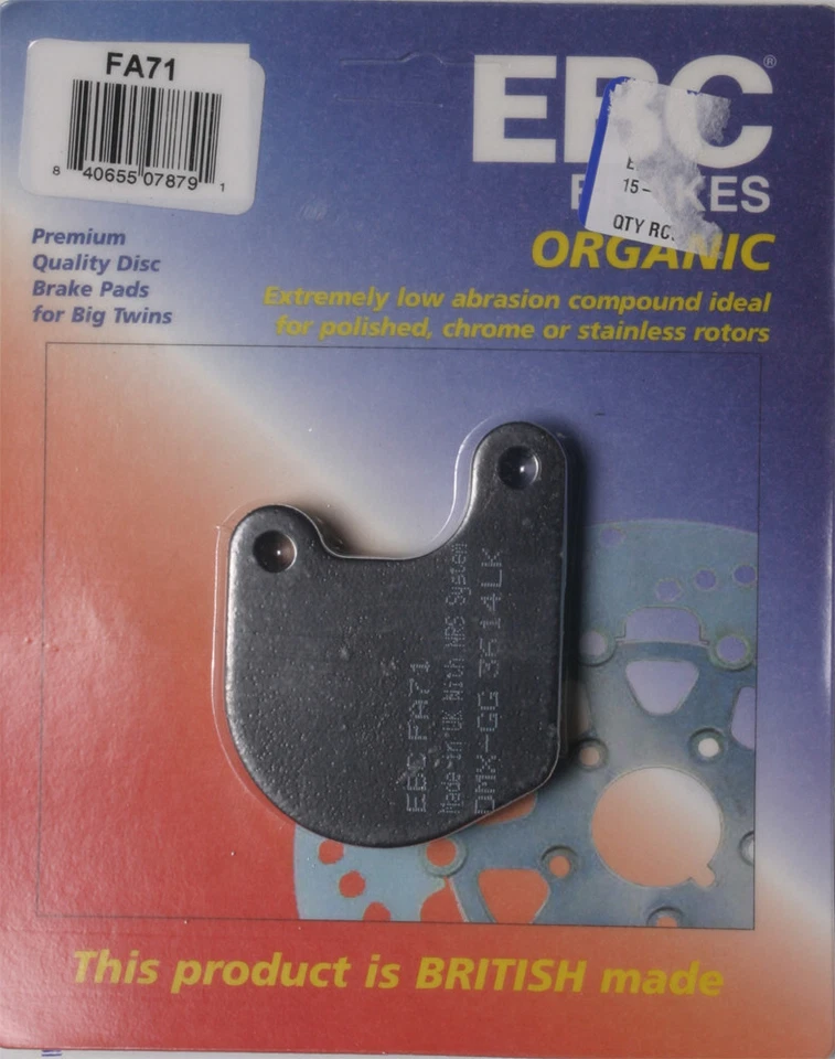 EBC 1983 FXSB Low Rider Belt Harley Davidson BRAKE PADS FA71 ORGANIC FA71 - Image 1 of 1