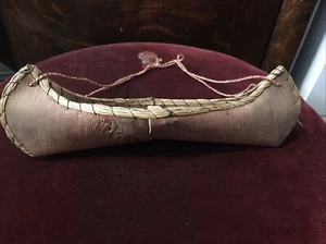 Birch Bark Handmade Canoe 9.5” Vintage - Picture 1 of 7