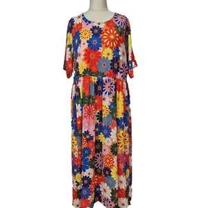 Little Party Dress Maxi Dress Womens Size 12 Floral Bright Pockets Oversized - Picture 1 of 8