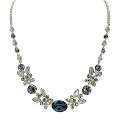 Givenchy Rhodium Tone Blue Cluster Statement Necklace. Retail $98 - Image 1 of 4