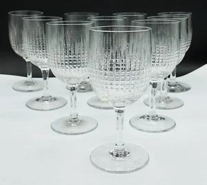 FRENCH Baccarat Nancy White Wine Glasses Cut Crystal Set of 10 - Picture 1 of 12