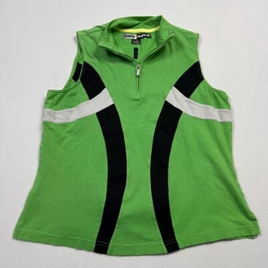 Jamie Sadock Women 1/4 Zip Sleeveless Polo Shirt Golf Cotton Spandex Green Small - Picture 1 of 9
