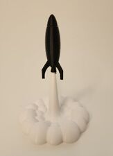 3D Printed Original Fantastic Rocket With Smoke base B/W color Decor 6.5" Height