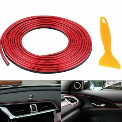 Red 5M Car Interior Door Gap Edge Line Insert Molding Trim Decor Strip + Tool - Image 1 of 4