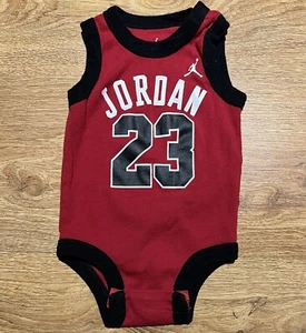 AIR JORDAN 23 BABY KIDS YOUTH BOYS RED JUMPER JUMPSUIT BODYSUIT - SIZE 0-6M - Picture 1 of 3