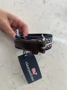 Vineyard Vines Santa Whale Canvas Club Belt Blue Boys Size 26 NWT - Picture 1 of 3