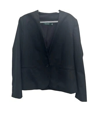 Chaqueta Blazer Lauren Ralph Lauren Mujer 12 Negra 1 Botón Manga Larga Oficina  Foto 1 de 4