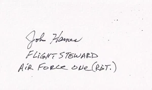 John Hames Signed Autographed Index Card Flight Steward Air Force One JFK LBJ - Picture 1 of 1
