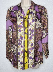 Alex Coleman Vintage Long Sleeve Button Up Blouse Mod 60s Sz M - Picture 1 of 7