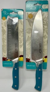 Pioneer Woman Frontier Collection Teal Signature 6.5” Nakiri & 8” Chef’s Knife - Picture 1 of 2