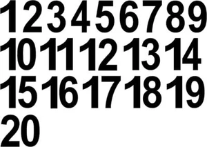 1-20 Numbers Black Sticker Vinyl Decals CHOOSE  1" - 8"  (V592) - Picture 1 of 3