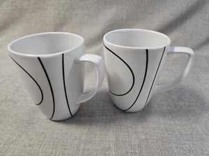 2 Corelle Simple Lines Coffee Mugs Cups - Picture 1 of 7