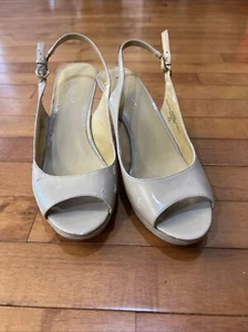 Nine West Sandals/heels Sz 7.5 Taupe Sling Back Shoe Pre-Owned - Picture 1 of 5