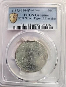 1873-1964 50c Silver Half Dollar Blank Planchet Rare Error 😎😎 - Picture 1 of 1
