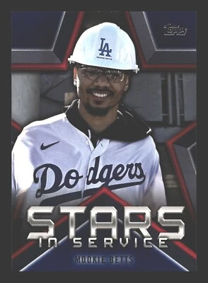 2021 Topps #SIS-7 Mookie Betts STARS IN SERVICE BLUE Parallel Insert - Image 1 of 2