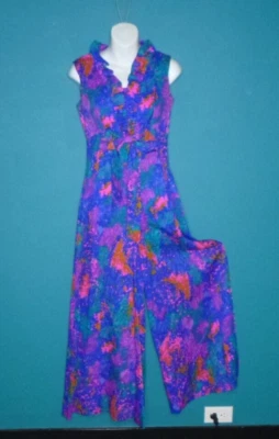 Mono De Colección Años 60 Mildreds Of Hawaii Tela de Corteza AMPLIO Pierna MOD Estampado Abstracto Talla S Foto 1 de 4