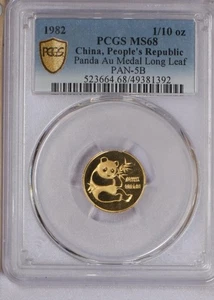 1982 Gold Panda 1/10 oz.  Long Leaf PCGS MS68. Free shipping. - Picture 1 of 2
