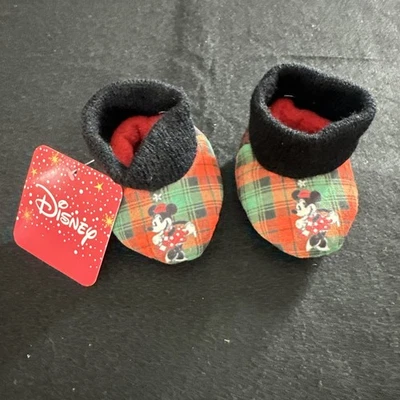 Chinelos de Natal Minnie Mouse Disney Store 6-12 meses 2 Novo com etiquetas - Imagem 1 de 4