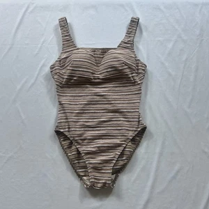 Vintage 90s One Piece Swimsuit Women’s Small Guy Laroche Japan Made Beige Stripe - Bild 1 von 14