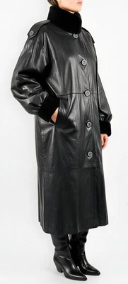 ВИНТАЖНЫЙ CHRISTIAN DIOR M средний ярлык размер S 1990 полная длина кожаное пальто Корея  - Изображение 1 из 4