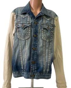 True Religion Jimmy Slim Fit Trucker Denim Jacket Bleached L  Mens  RV10314 - Picture 1 of 14