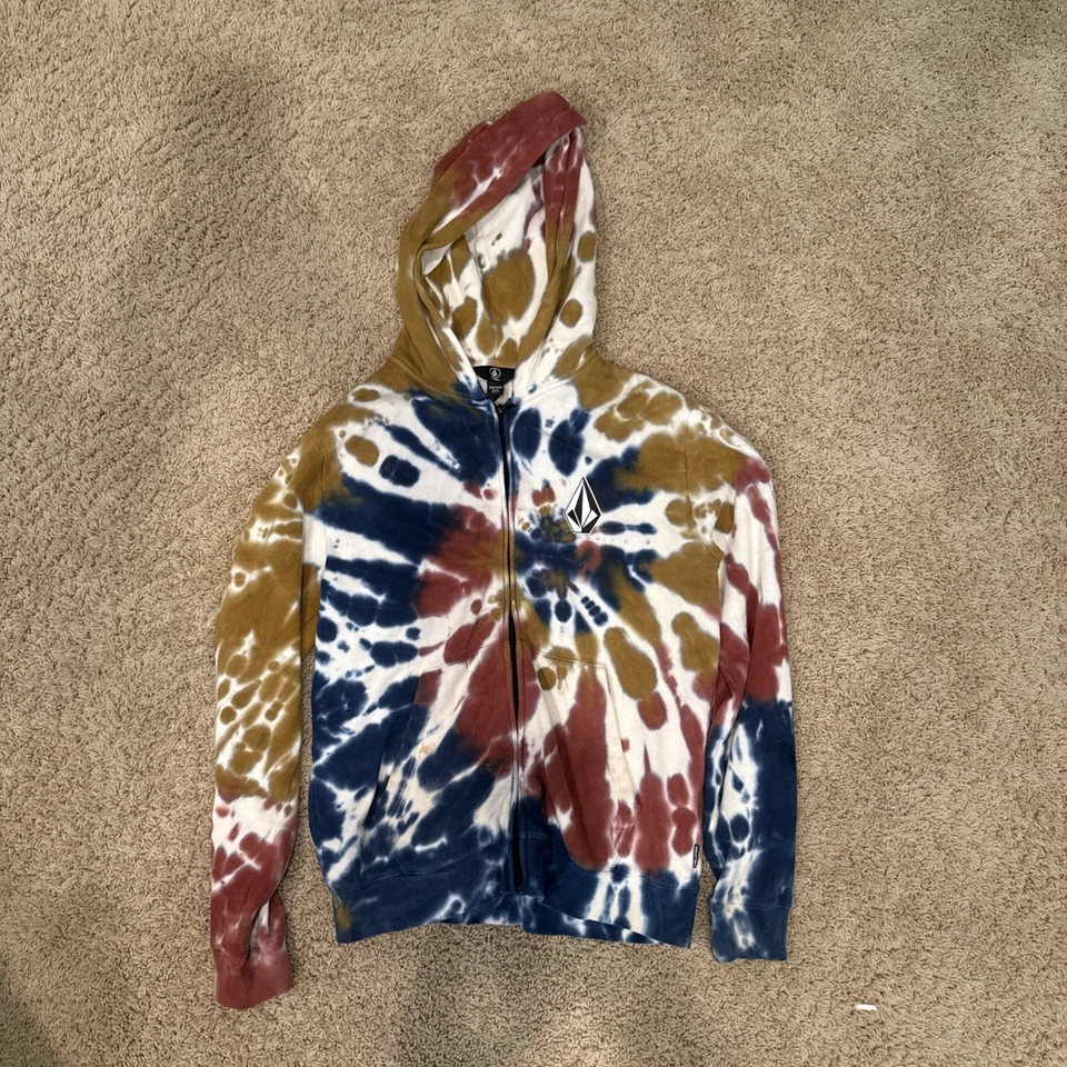 Volcom Cool Stone Cremallera Completa Tie Dye Splash Sudadera con Capucha Chaqueta de Patinador Foto 1 de 1
