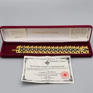 Brazalete pajarita Camrose & Kross Jacqueline Kennedy JBK imitación cristal esmeralda 8,1" - Imagen 1 de 11