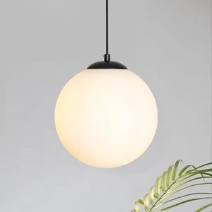 Globe Glass Pendant Lights - Black Mid Century Light Fixture with Milk Glass,... - Bild 1 von 6