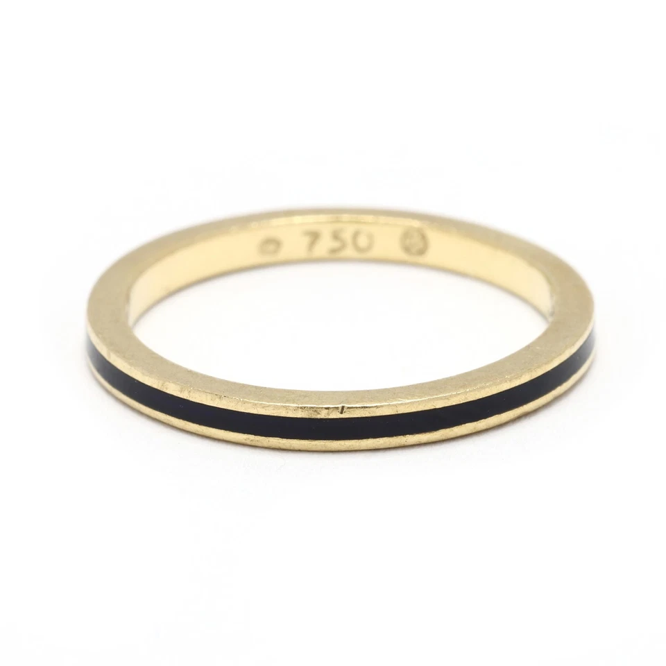 Anillo Hidalgo Banda Fina, Esmalte Negro y Oro Amarillo 18k, Anillo Talla 6.25 Foto 1 de 1