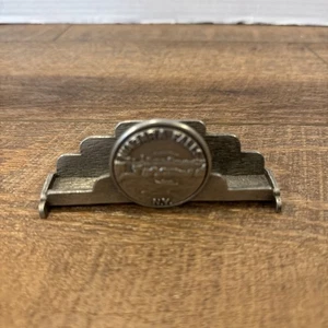 Portatarjetas de visita vintage de metal plateado de recuerdo de las Cataratas del Niágara Canadá - Imagen 1 de 7