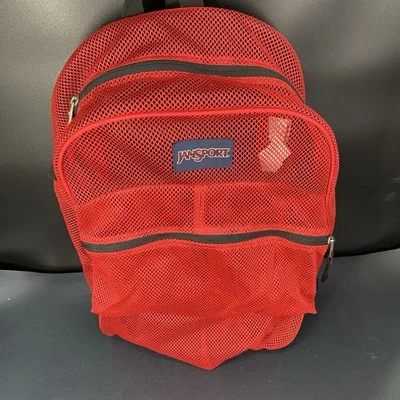 Mochila de malla Jan Sport vintage - mochila transparente de alta resistencia roja Foto 1 de 4