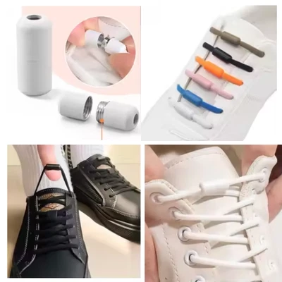 Elastic No Tie Shoe laces for Kids and Adults Sneakers Metal Lock Shoes Strings - Image 1 of 4