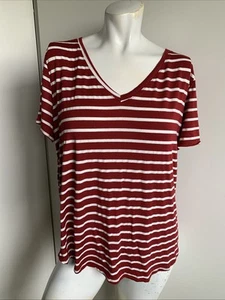 Green Envelope size XL red V-neck short sleeve striped T-shirt - Picture 1 of 5