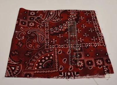 MICHAEL MILLER FABRICS bandana patchwork RED BLACK WHITE PAISLEY  18" x 20" FQ - Image 1 of 3