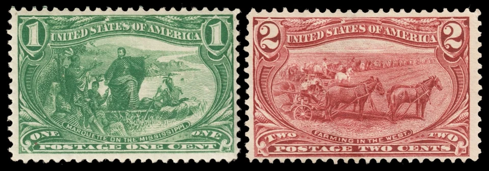 United States Scott 285, 286 (1898) Mint H-MNG F, CV $52.50 J - Image 1 of 1
