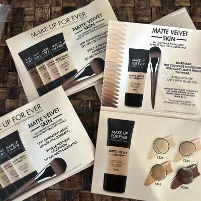 New! 4 MAKE UP FOR EVER Matte Velvet Foundation Card Sampler 4 Shades New - Image 1 of 2