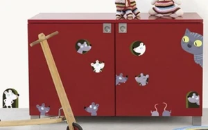 Möbelsticker Katze und Mäuse Möbel Aufkleber für Kinder Katzen cats Sticker - Bild 1 von 3