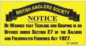 British Anglers' Society Tickling & Groping enamel steel wall sign 230mm x 120mm - Picture 1 of 1