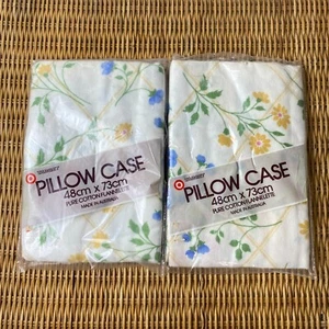 2 x Vintage Target Floral Pillow Cases Pure Cotton Flannelette - NEW In Packets - Picture 1 of 7