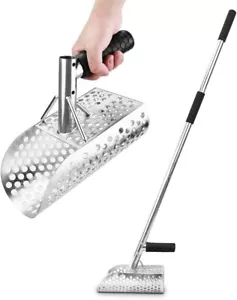 Sand Scoop for Metal Detecting,Stainless Steel, Beach Scoop Shovel w Long Handle - Picture 1 of 6