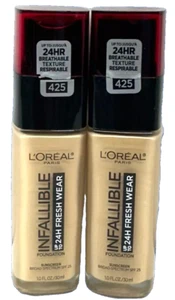 2 Pk L'OREAL Infallible 24hr Fresh Wear Foundation 425 Linen - Picture 1 of 1